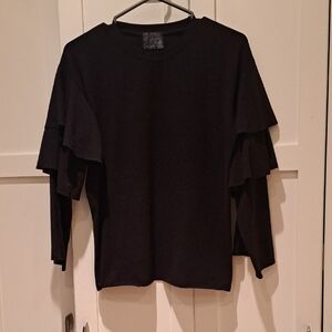 Elegant Black Ruffle Sleeve Top